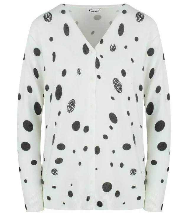 Short polka dot and zircon sweater LIZA