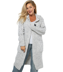 Cardigan Long Chunky Braid Wool Sweater