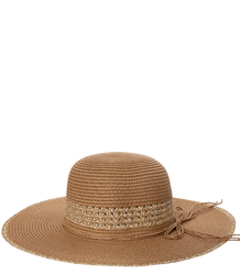 Women's gold thread straw hat with large brim