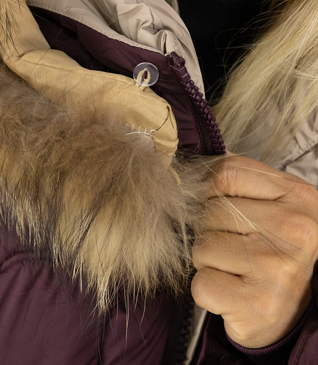 Warm winter jacket with decorative pompoms SHAKIRA