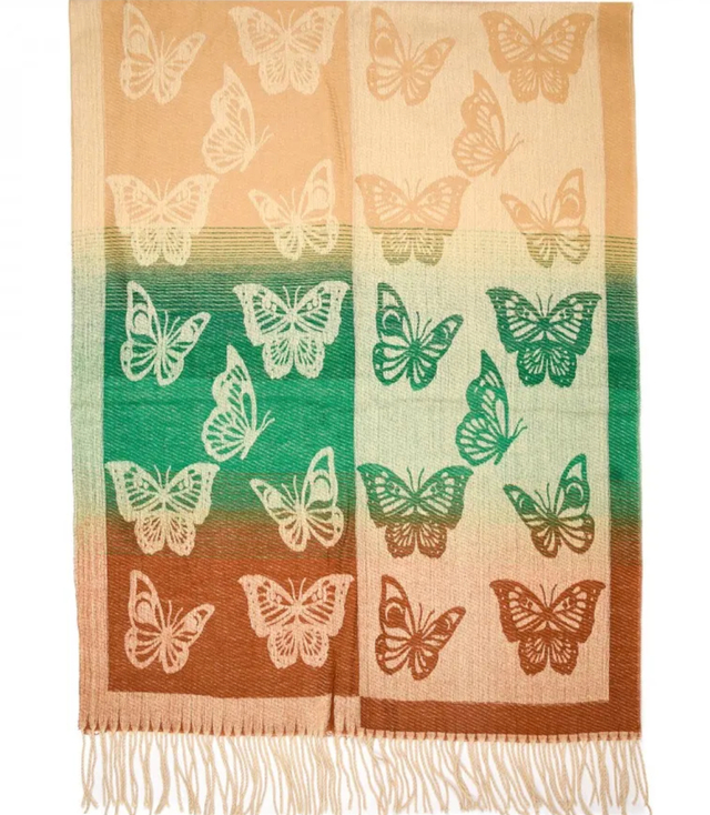 Warm scarf beautiful butterflies elegant stylish 180x70 cm