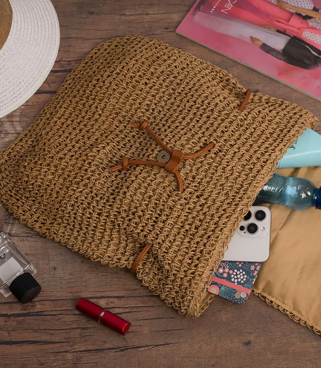 Plecak boho pleciony słomkowy letni stylowy na lato 