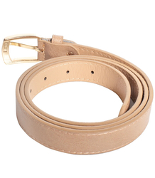 Smooth women's eco leather belt with gold buckle 2.3 cm