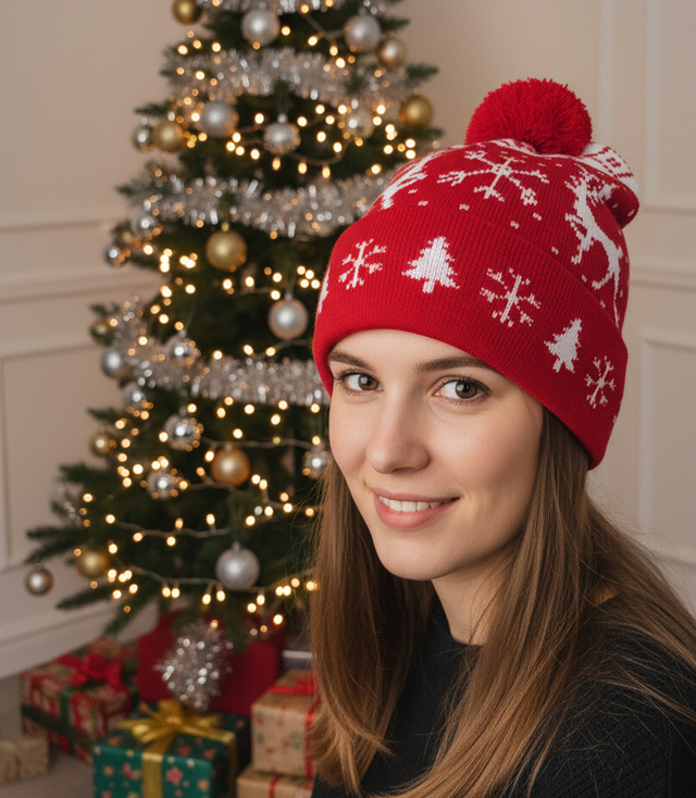 Winter Christmas hat with pom-pom - perfect for preze
