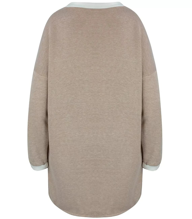 Cardigan straight sweater with white piping LUCY
