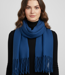 Elegant scarf with tassels in one color