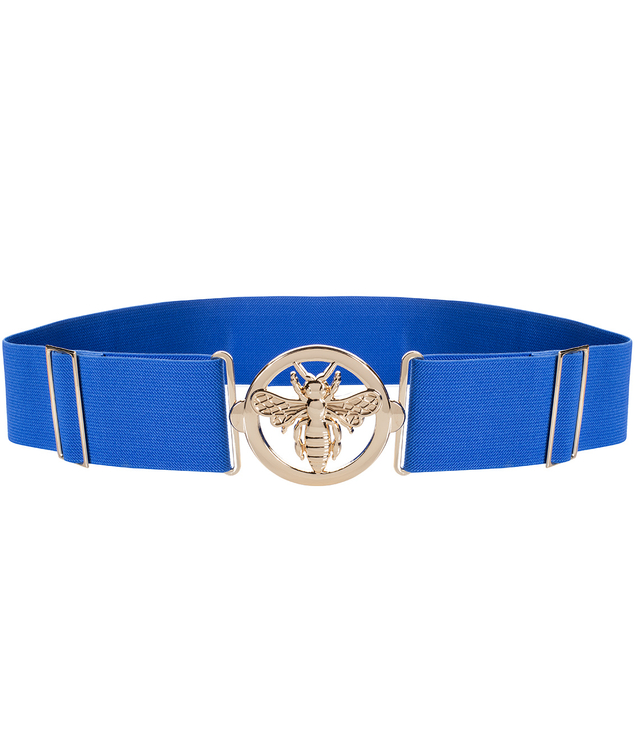 Women's belt with gold bee, adjustable, elastic