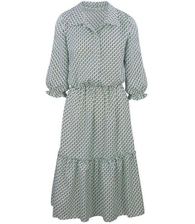 długa sukienka SZMIZJERKA falbanka ROMBY