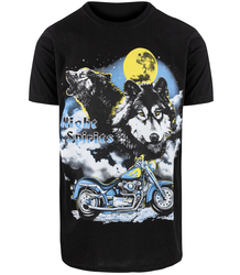 Koszulka męska t-shirt Night Spirits z nadrukiem wilków i motocykla
