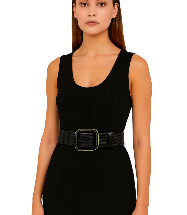 Braided women's belt with large buckle