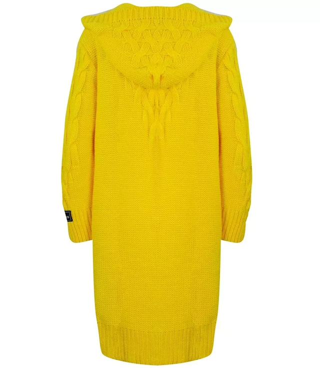 Kardigan Długi Gruby sweter warkocz Wełna