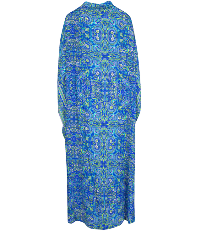 Long ethnic BAT dress with colorful patterns, NOVENTA silk