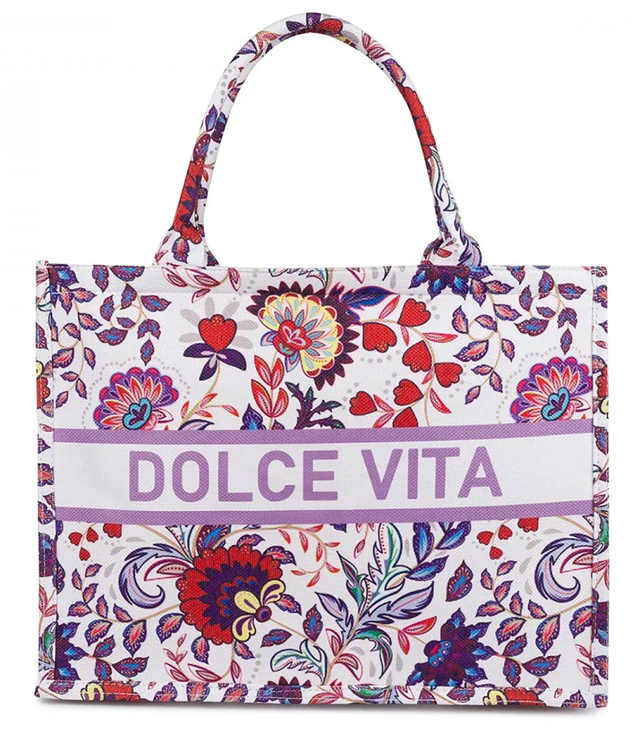 Large colorful shopper bag with DOLCE VITA lettering