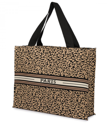 Stylish shopper bag with leopard print and PARIS lettering