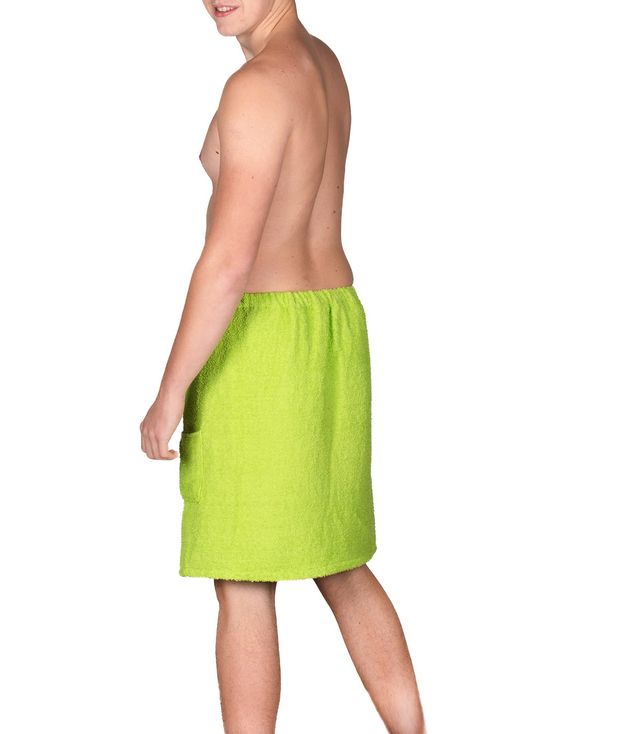 Men's sauna terry cloth kilt with pocket on elastic band