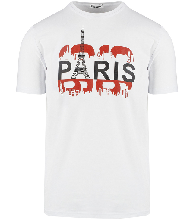 Męski t-shirt koszulka krótki rękaw z nadrukiem z przodu PARIS