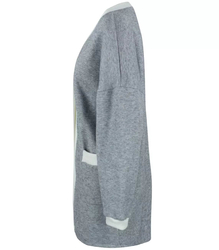 Cardigan straight sweater with white piping LUCY