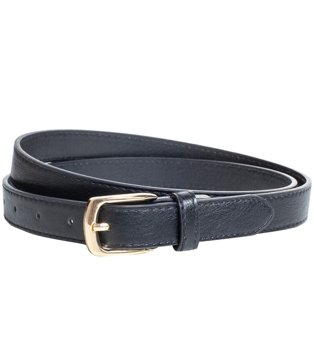 Smooth women's eco leather belt with gold buckle 2.3 cm