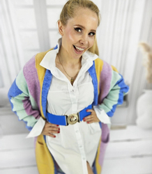 Cardigan in waves colored stripes sweater NINA