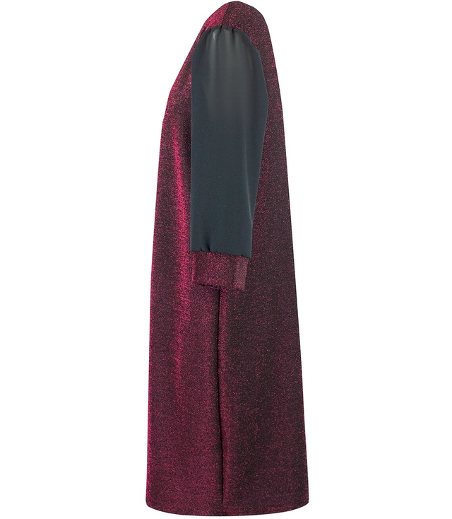 Elegant trapeze dress with brocade midi length SOFIA