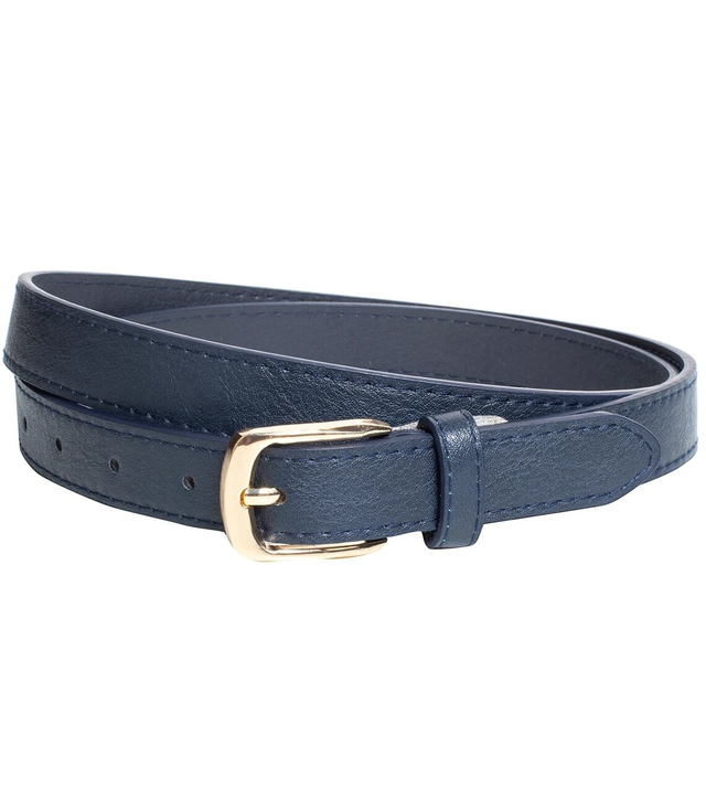 Smooth women's eco leather belt with gold buckle 2.3 cm