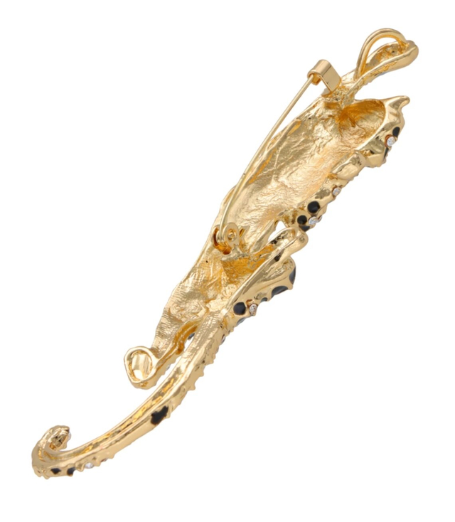 Beautiful ornate lovely gold jaguar brooch