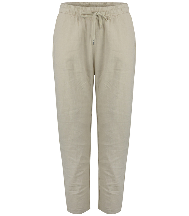 Women's trousers made of delicate cotton, tapered, tied at the waist LENA