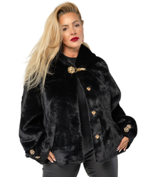 Luxury fur trapeze cut with gold elements AURORA
