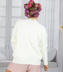 Krótki kardigan sweter rozpinany z puszystej dzianiny "COCO CHIC"