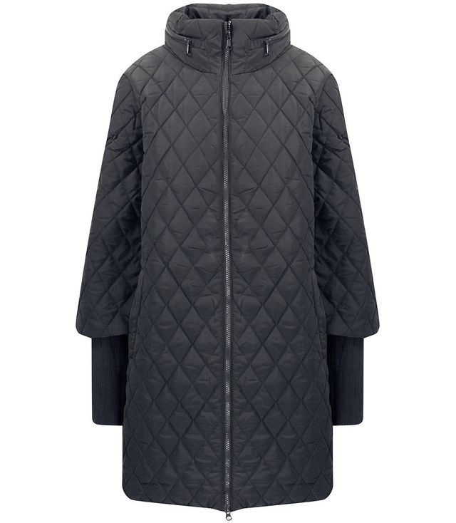 Transitional quilted trapeze coat jacket