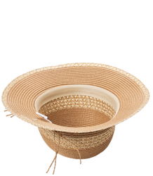 Women's straw hat chapeau-cloche gold thread