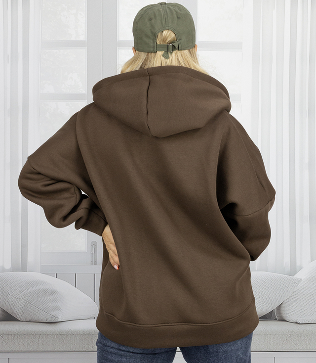Warm women's sweatshirt one-color basic with hood BROOKLYN