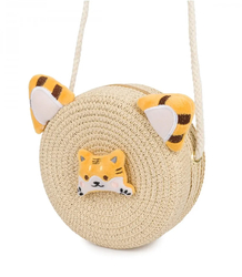 Children's Round Handbag with Cat Ears for Girls