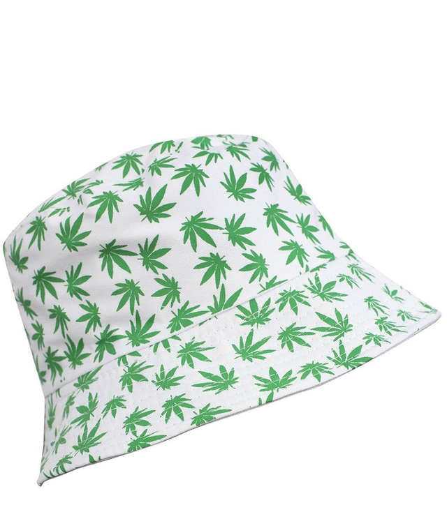 Reversible BUCKET HAT with leaves print