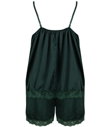 Satin pajama set with lace shorts top petticoat