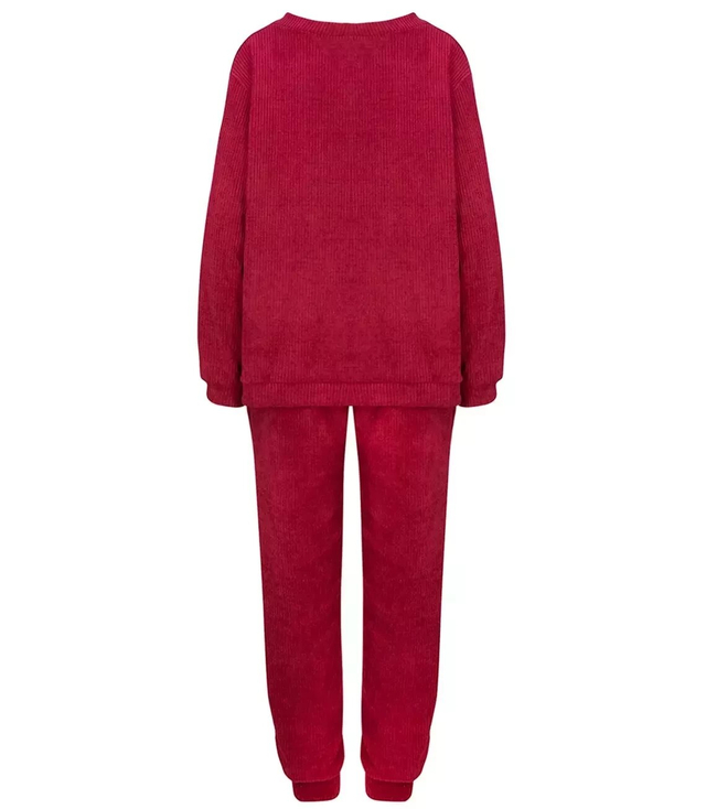 Women's corduroy tracksuit composed of a sweatshirt and trousers. Loose cut