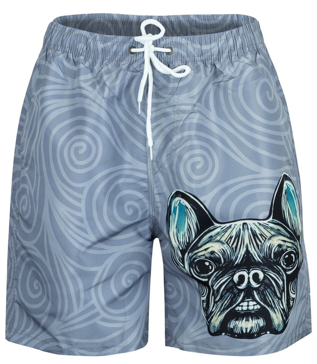 Men's short swim shorts in doggies print