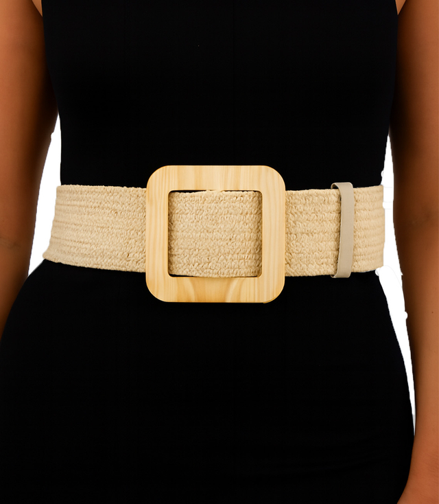 Braided women's belt with large buckle