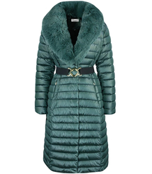 Quilted jacket coat with fur MARY