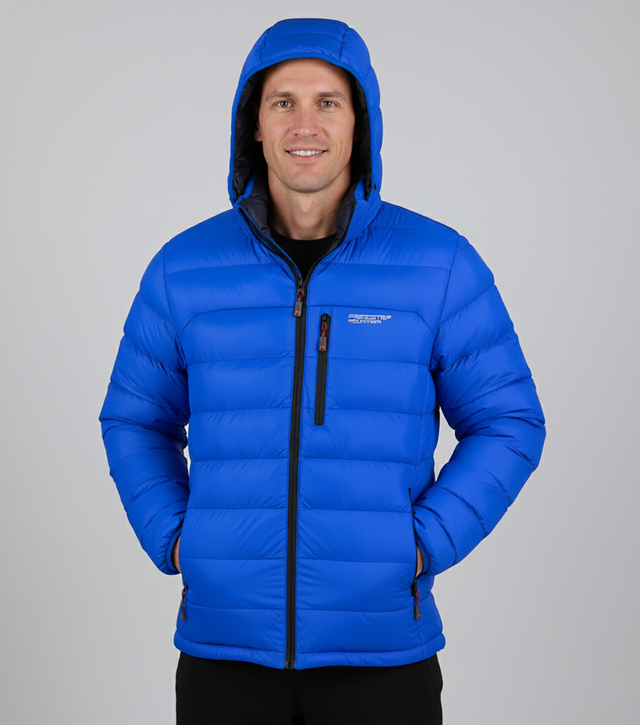 Men's winter quilted jacket with hood