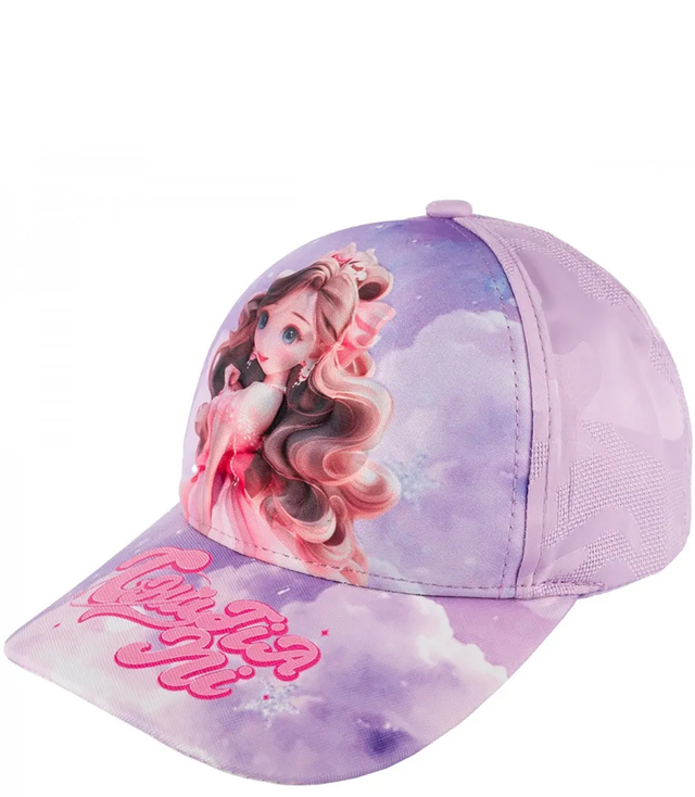 Children's baseball cap decorated with a cute girly print