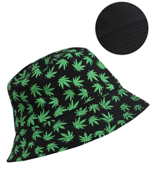 Reversible BUCKET HAT with leaves print