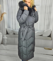 Long quilted winter warm coat with hood KELLY