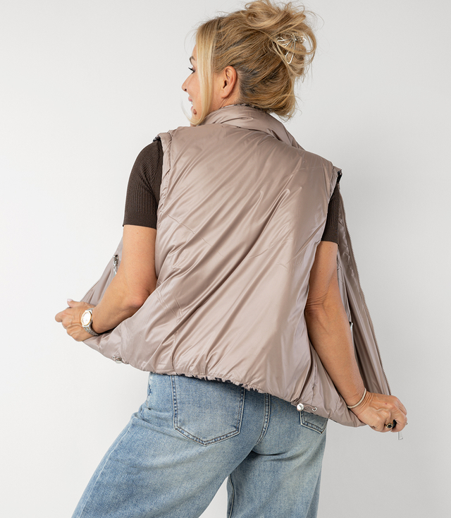 Short double-sided sleeveless smooth and leopard print NORA