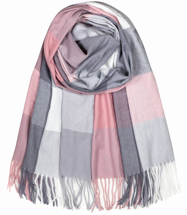 Fashionable warm shawl scarf plaid fringes