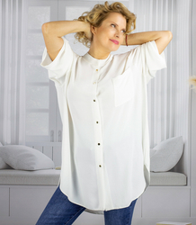 Elegant oversize blouse shirt with stand-up collar ANNA