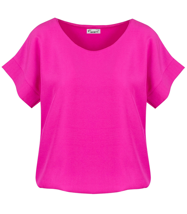 Elegant blouse with round neckline and elastic waistband INGA