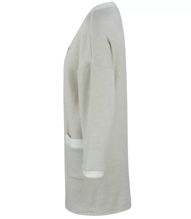 Cardigan straight sweater with white piping LUCY