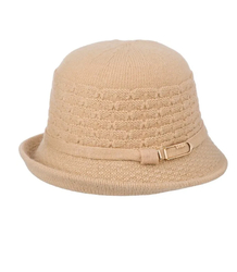 Women's hat with decorative strap and buckle