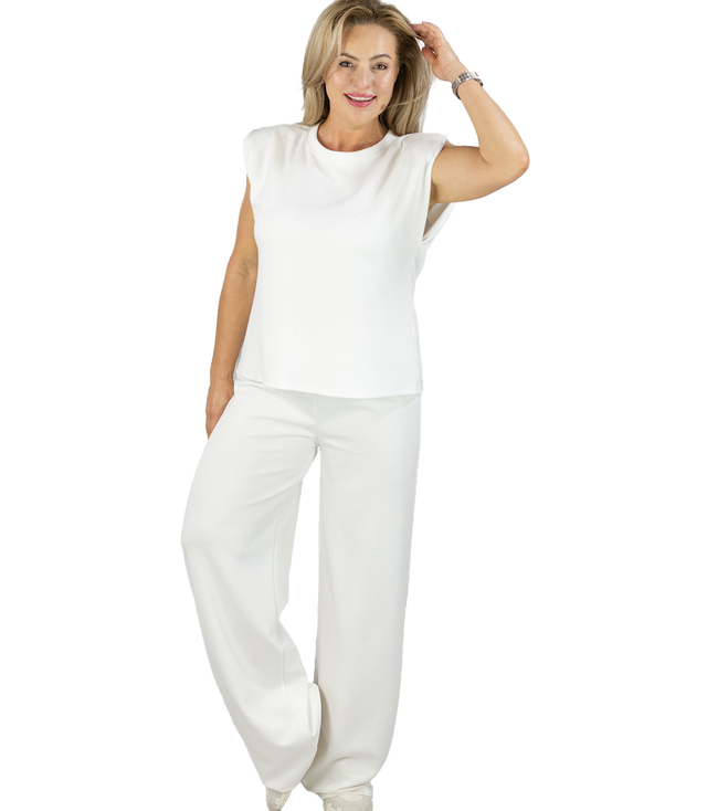 Women's tracksuit t-shirt with cushioned wide pants in butter fabric MAVA